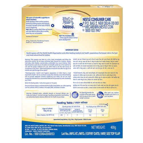 Nestle Nestle Nan Pro 2 Follow-Up Formula Powder - After 6 months, Stage 2, 400 g (Box)