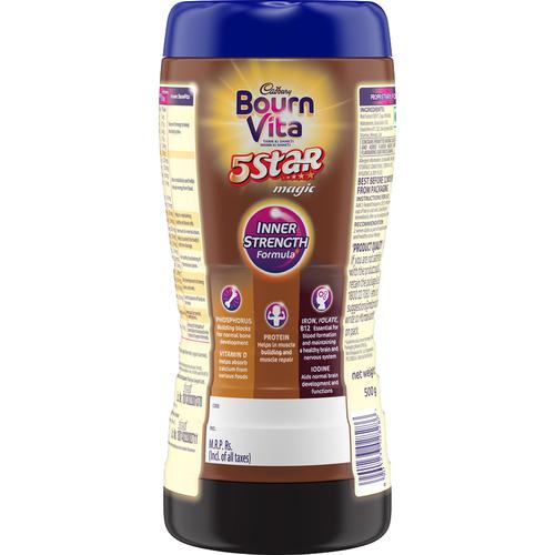 Cadbury Bournvita - 5 Star Magic, Chocolate Health Drink, 500 g Jar