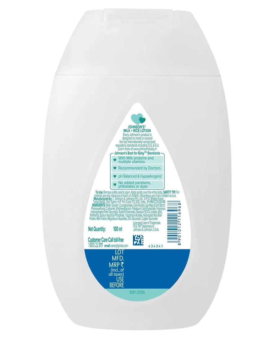 Johnson's Baby Milk & Rice Lotion, 100 ml