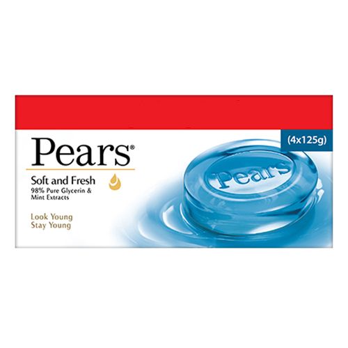 Pears Bathing Soap - Soft & Fresh, 125 g (Pack of 4)