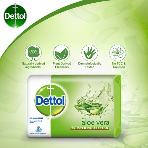 Dettol Bathing Bar Soap - Aloe Vera, 6×100 g