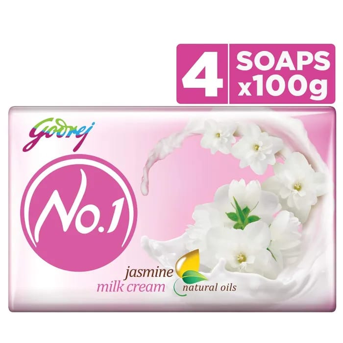 Godrej No.1 Bathing Soap – Jasmine, 100g (Pack of 4)
