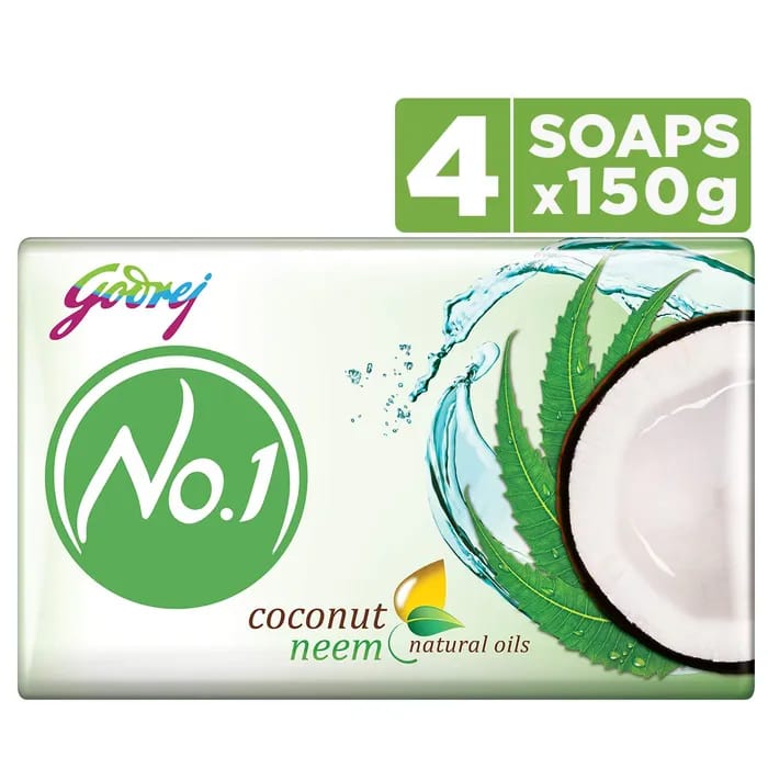 Godrej No.1 Coconut & Neem Soap - 150g (Pack of 4)