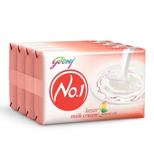 Godrej No.1 Kesar & Milk Cream Soap - 150g (Pack of 4)