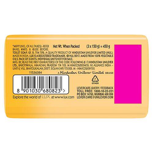 Lux Lux Saffron Glow Soap Bar, 3 x 150 g,  Pack of 3