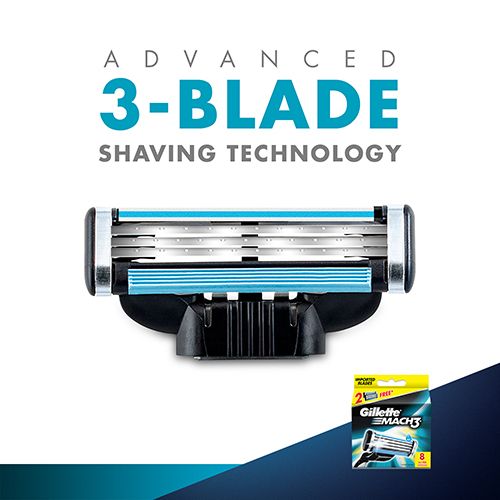 Gillette Mach3 - Manual Shaving Razor Blades Cartridge, 8 pcs