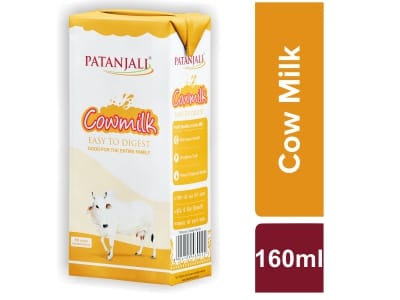 Patanjali Cow Milk/With Straw, 160 ml