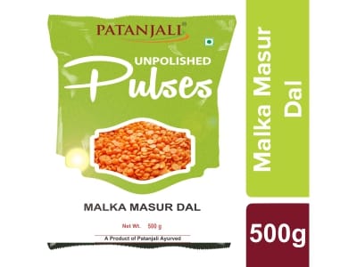 Patanjali Unpolished Malka Masur Dal, 500 g